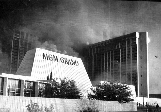 The MGM Grand hotel after the fire in 1980