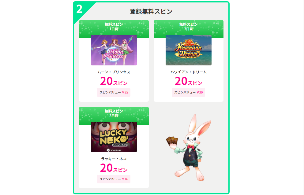 ミスティーノの無料スピン