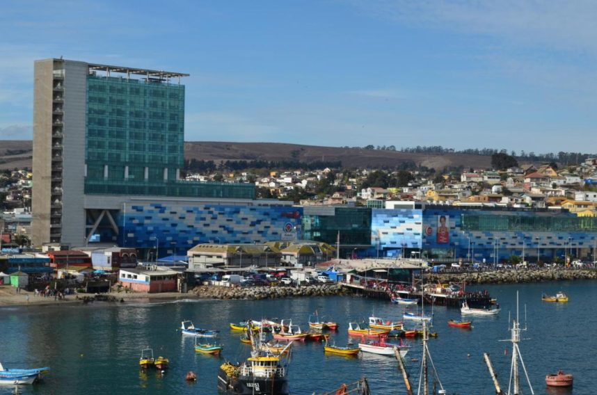 The Hotel Casino San Antonio by Enjoy seen from across the water