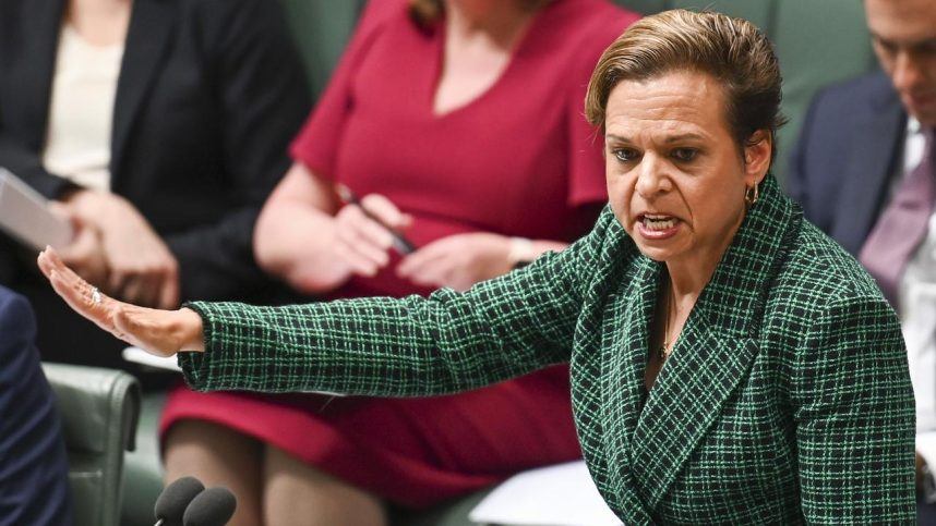 Michelle Rowland, Australia’s communications minister, gestures during a legislative hearing